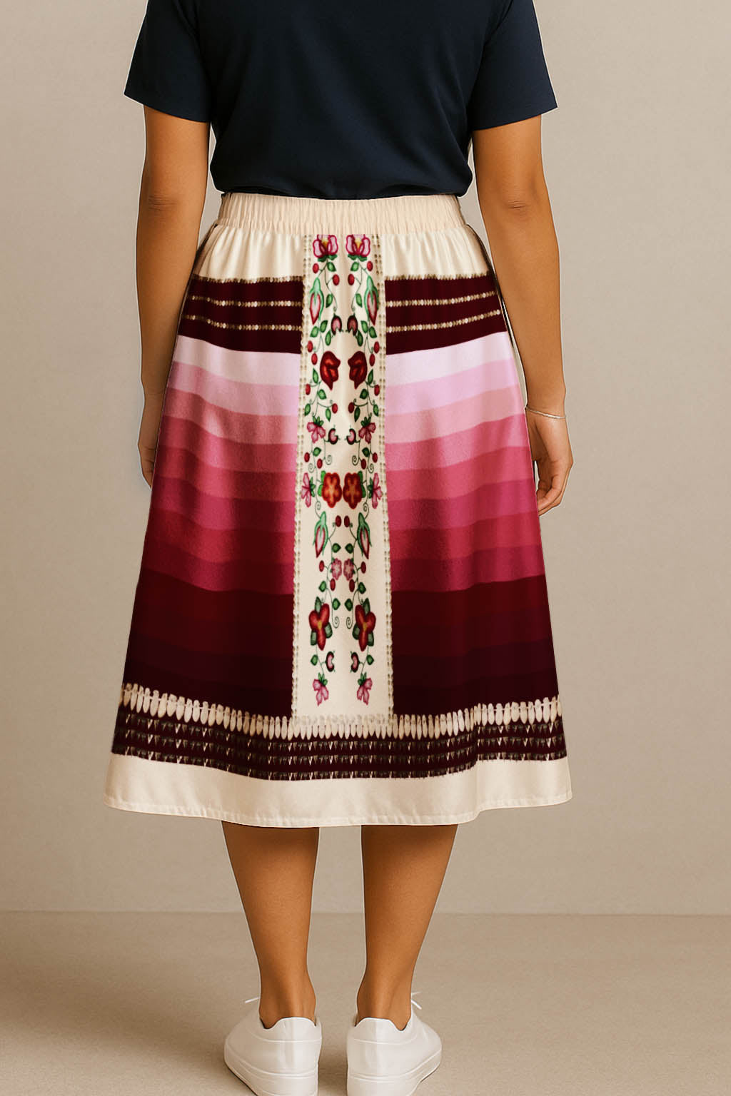 Beaded Offering Cream 2 Midi Skirt