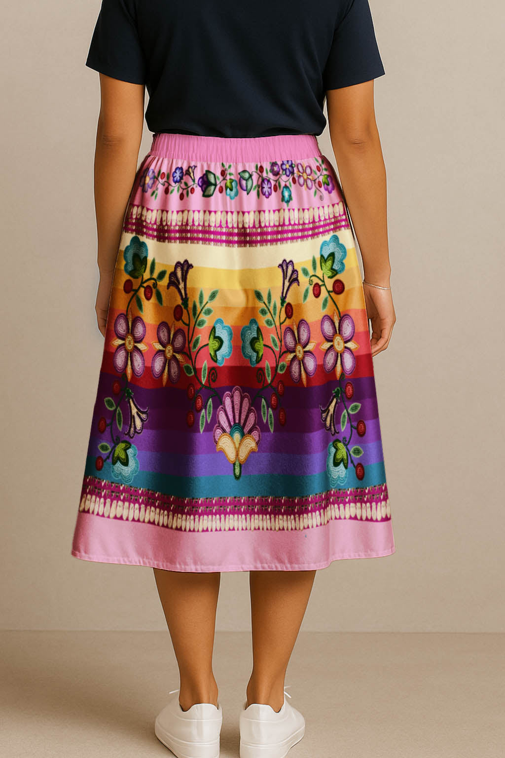 Beaded Offering Pink 1 Midi Skirt