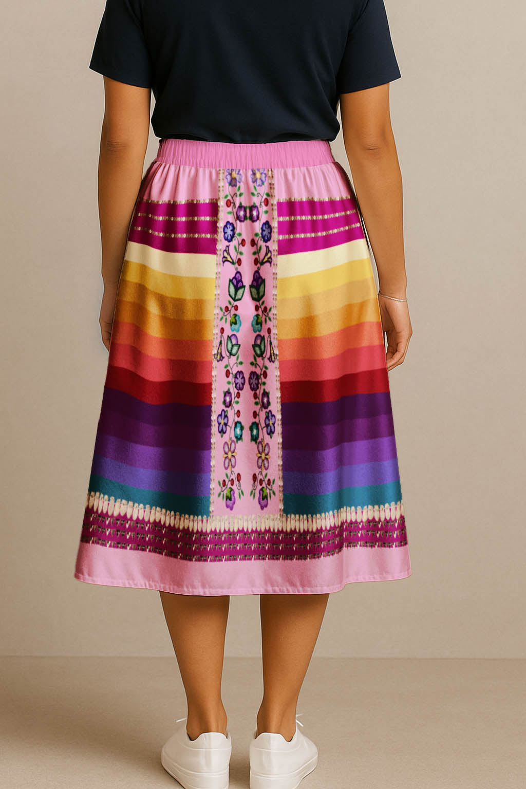 Beaded Offering Pink 2 Midi Skirt