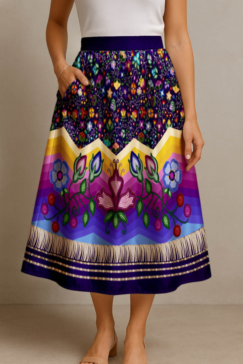 Beaded Offering Midi Skirt
