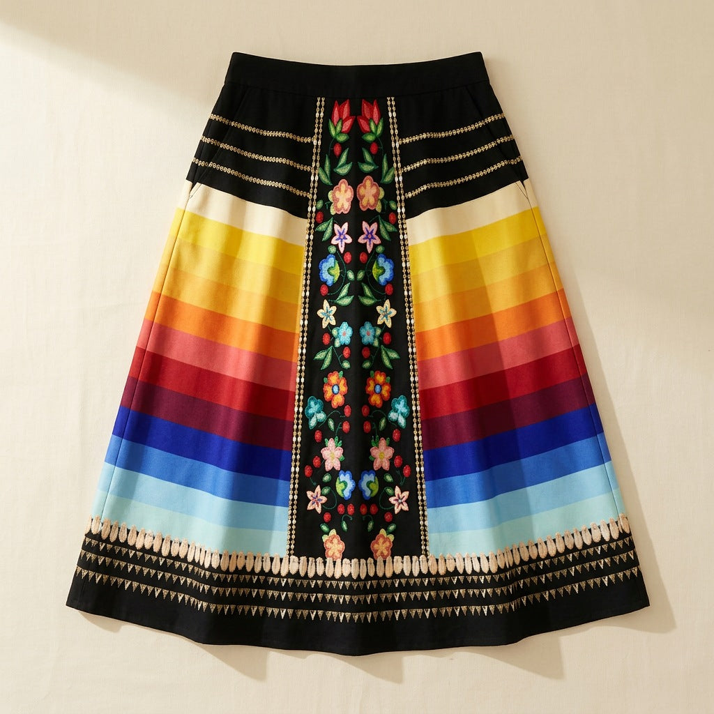 Beaded Offering Black 2 Midi Skirt