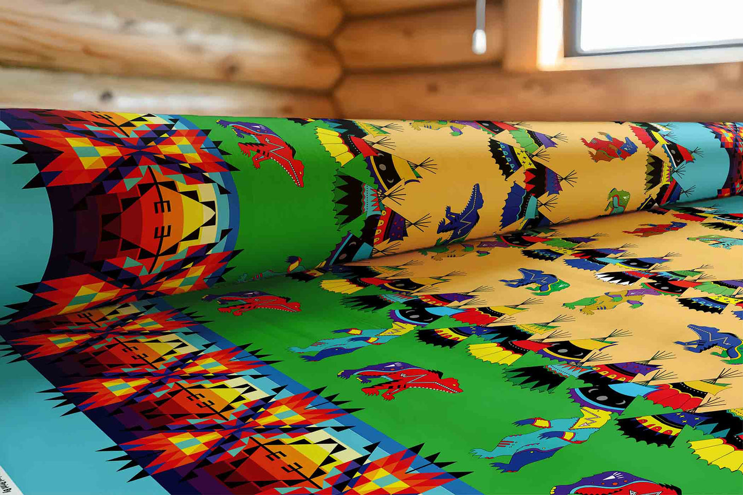 Bear Medicine Turquoise Fabric