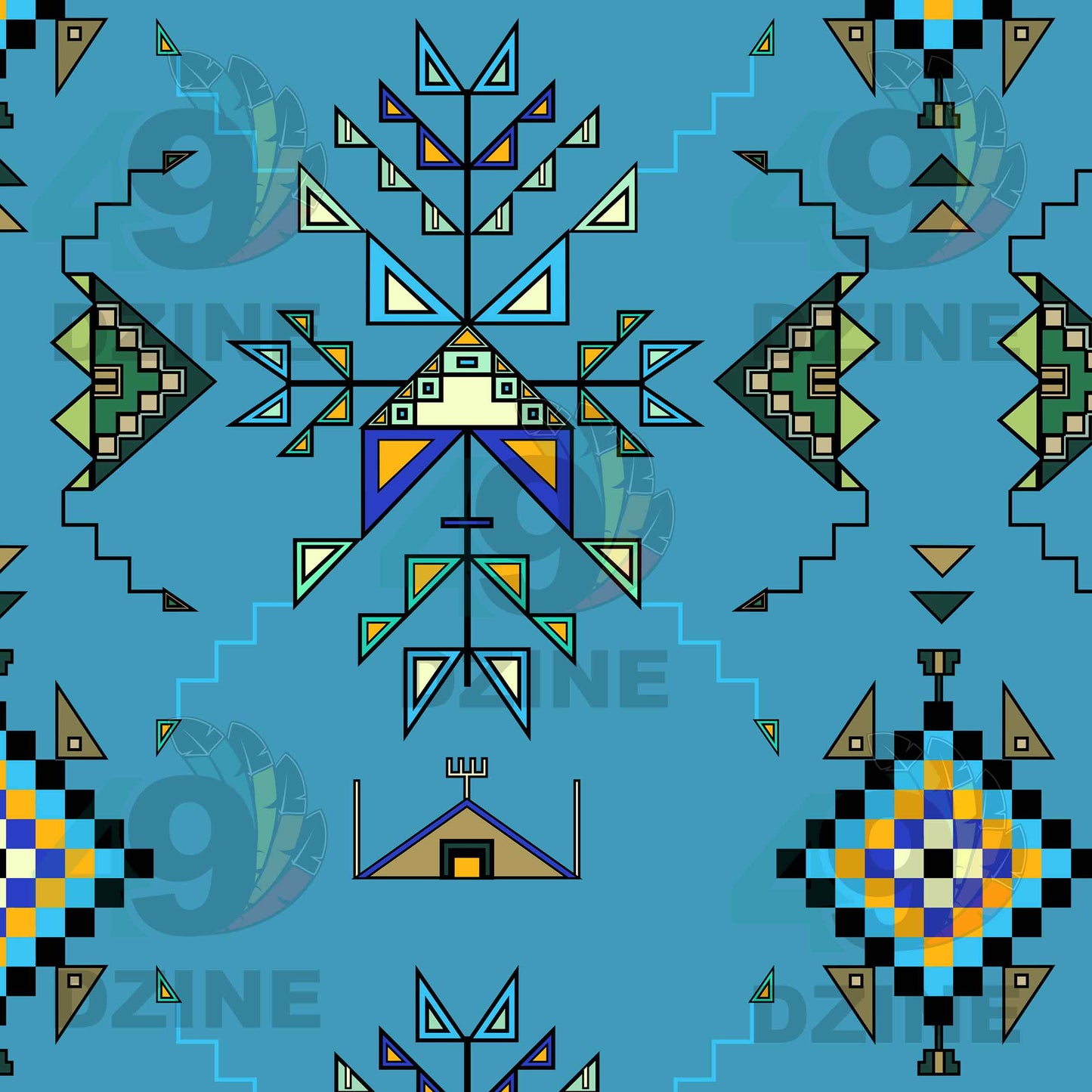 Bear Shield Blue Fabric
