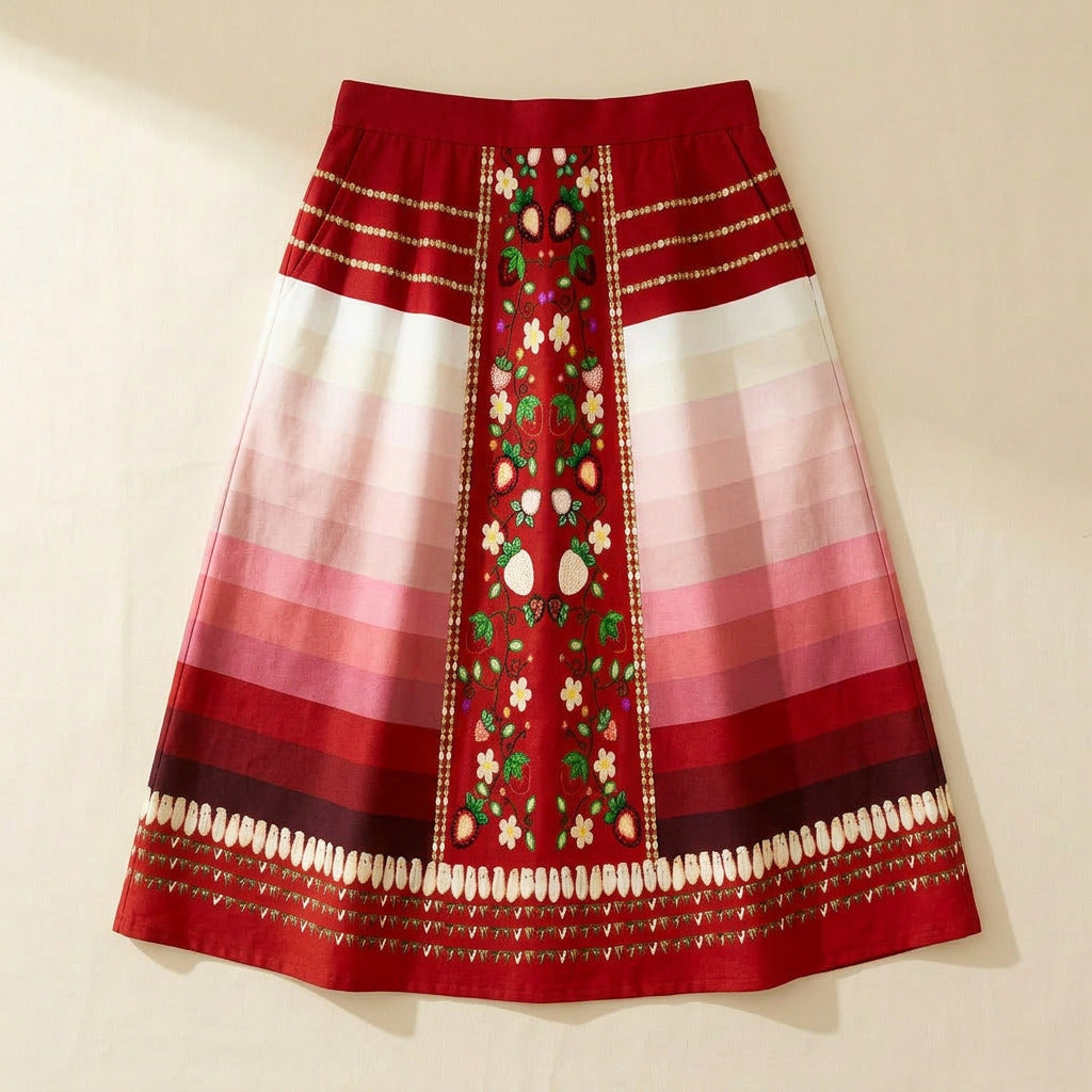 Berry Rites Red 2 Midi Skirt