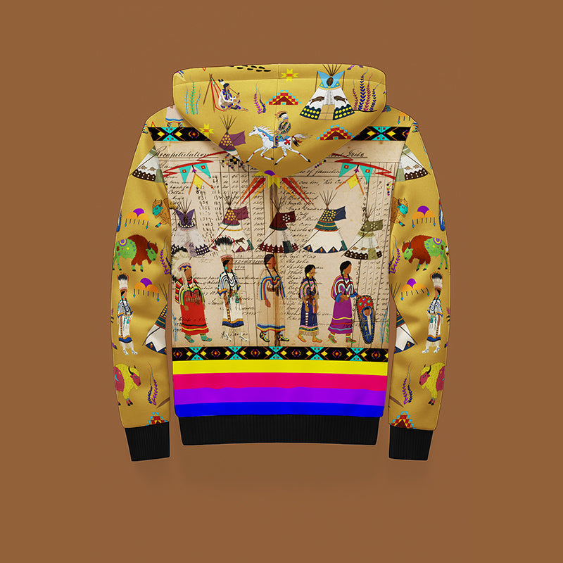 Blackfoot Line Yellow Ochre Sherpa Hoodie