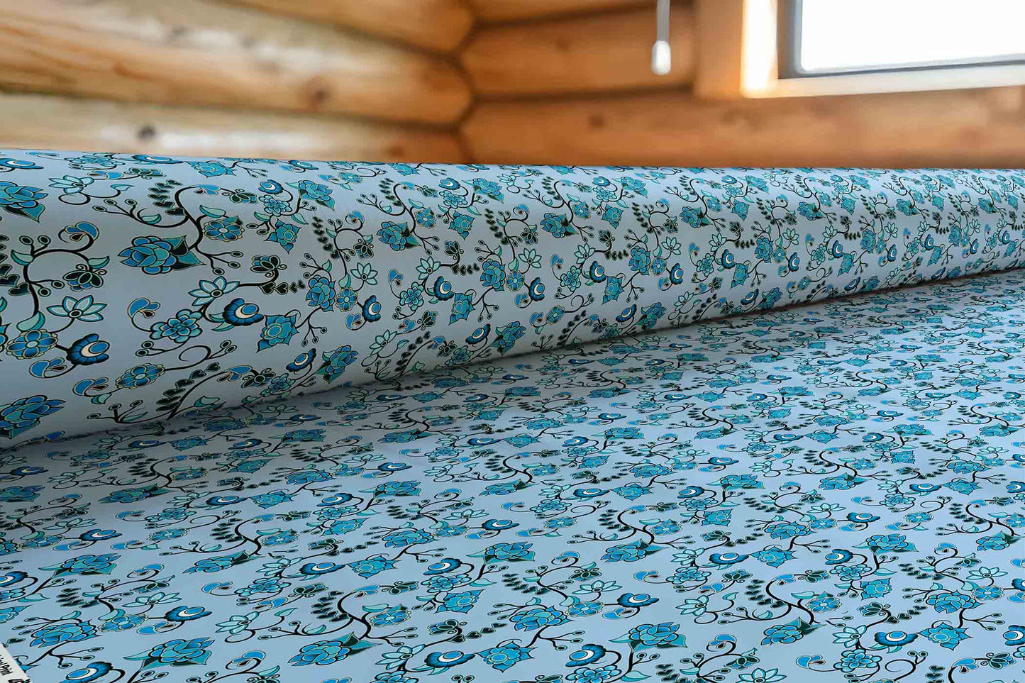 Blue Floral Amour Fabric