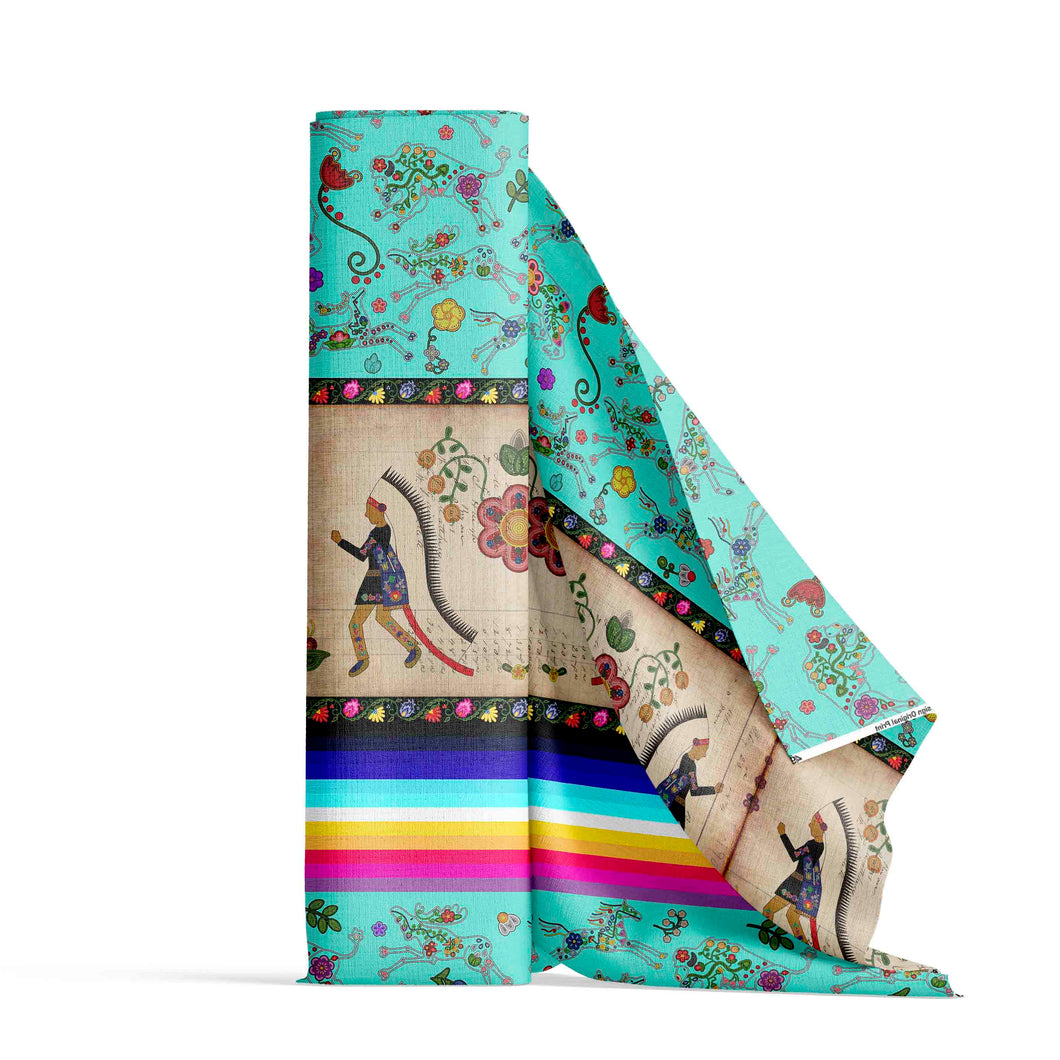 Floral Ledger Chiefs Turquoise Fabric