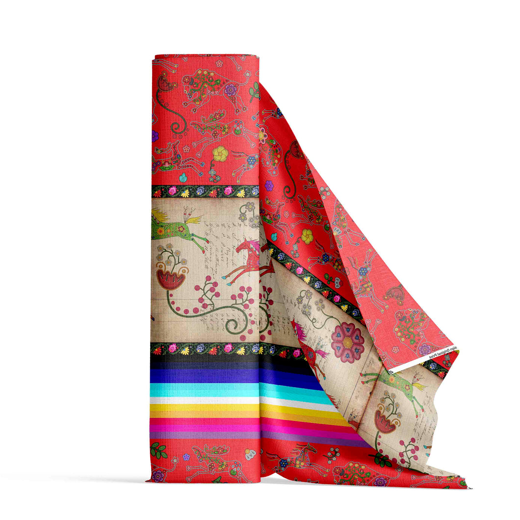 Floral Ledger Horse Red Fabric