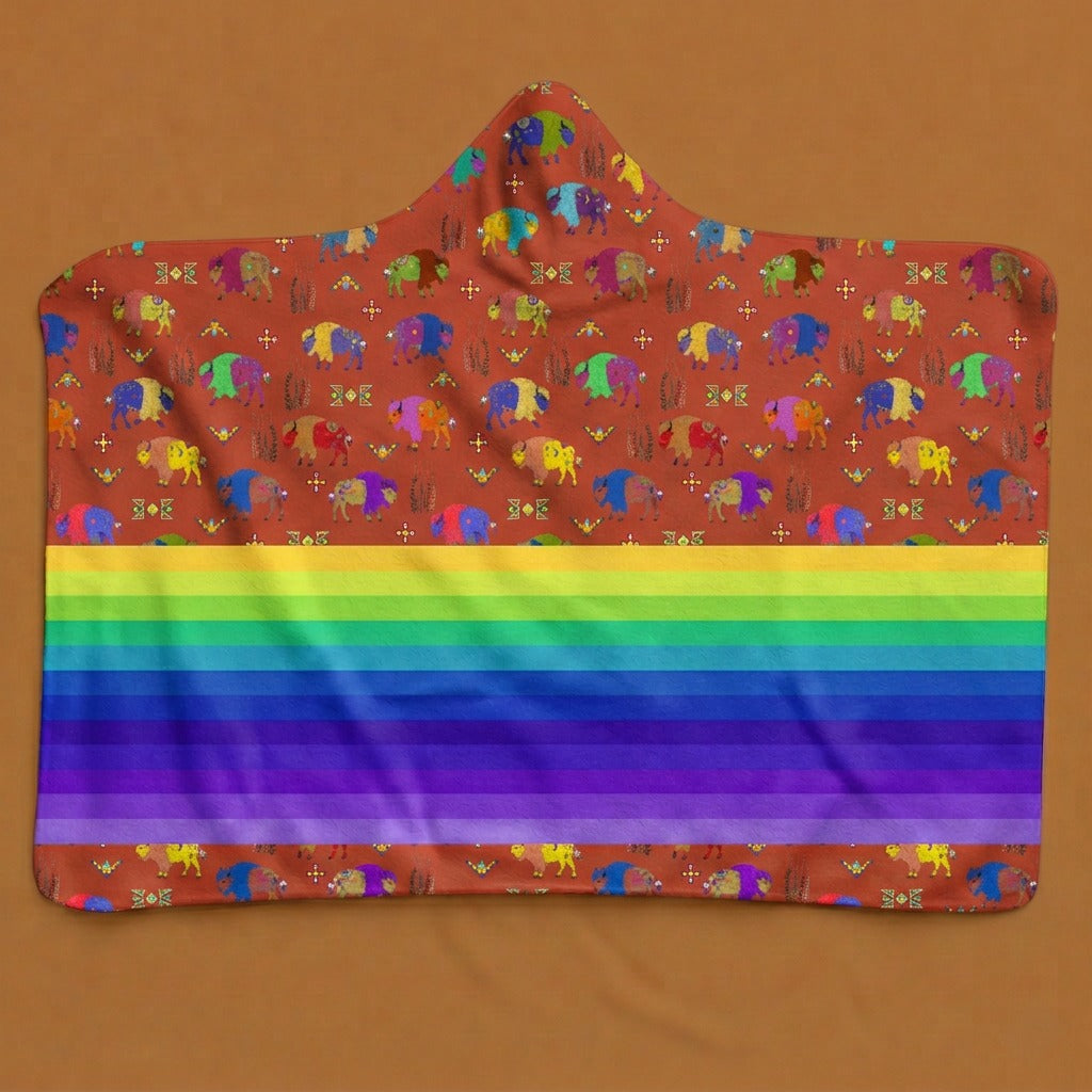 Buffalo Spirit Terracotta Hooded Blanket