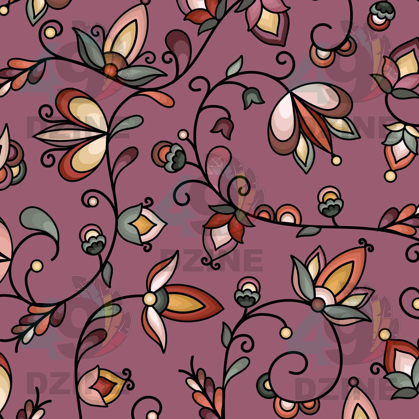 Burnt Sky Petals Magenta Fabric