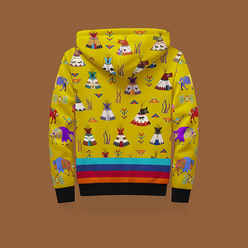 Camp Lodges Mustard Sherpa Hoodie