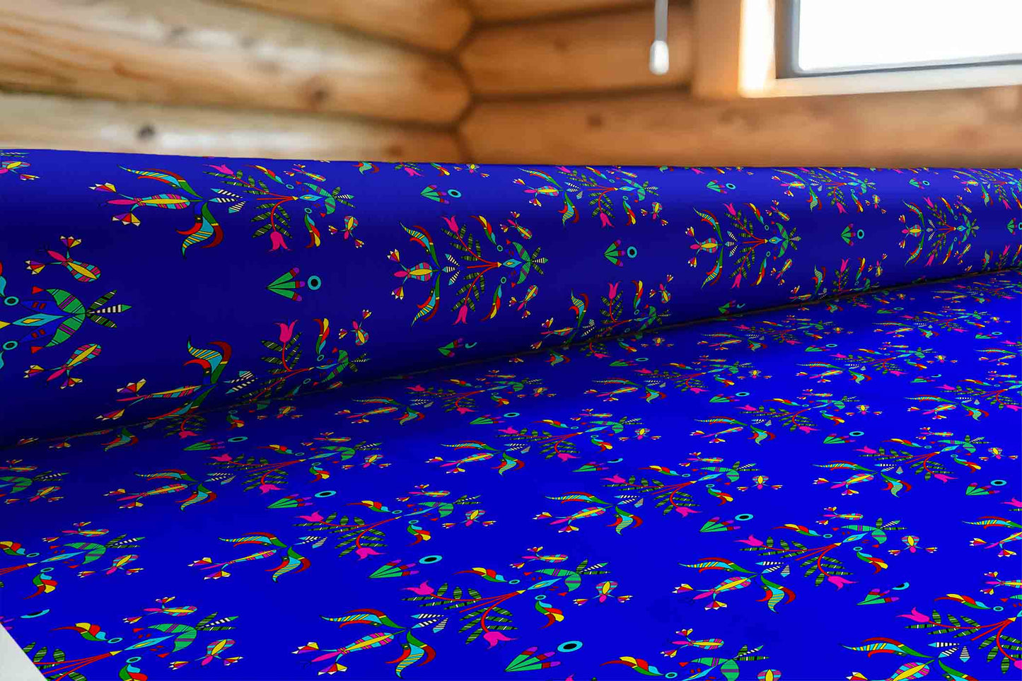 Dakota Damask Blue Fabric