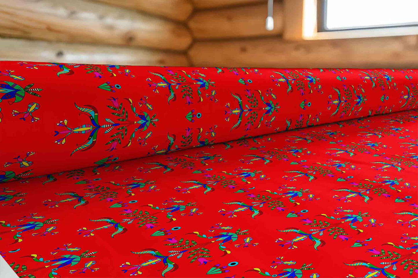 Dakota Damask Red Fabric