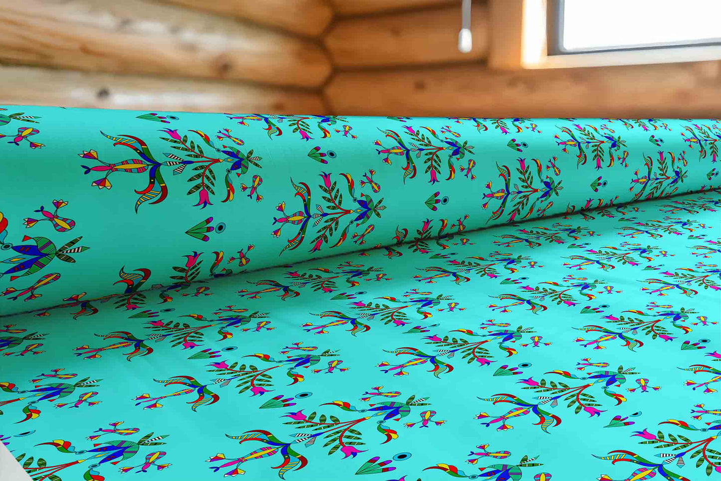 Dakota Damask Turquoise Fabric