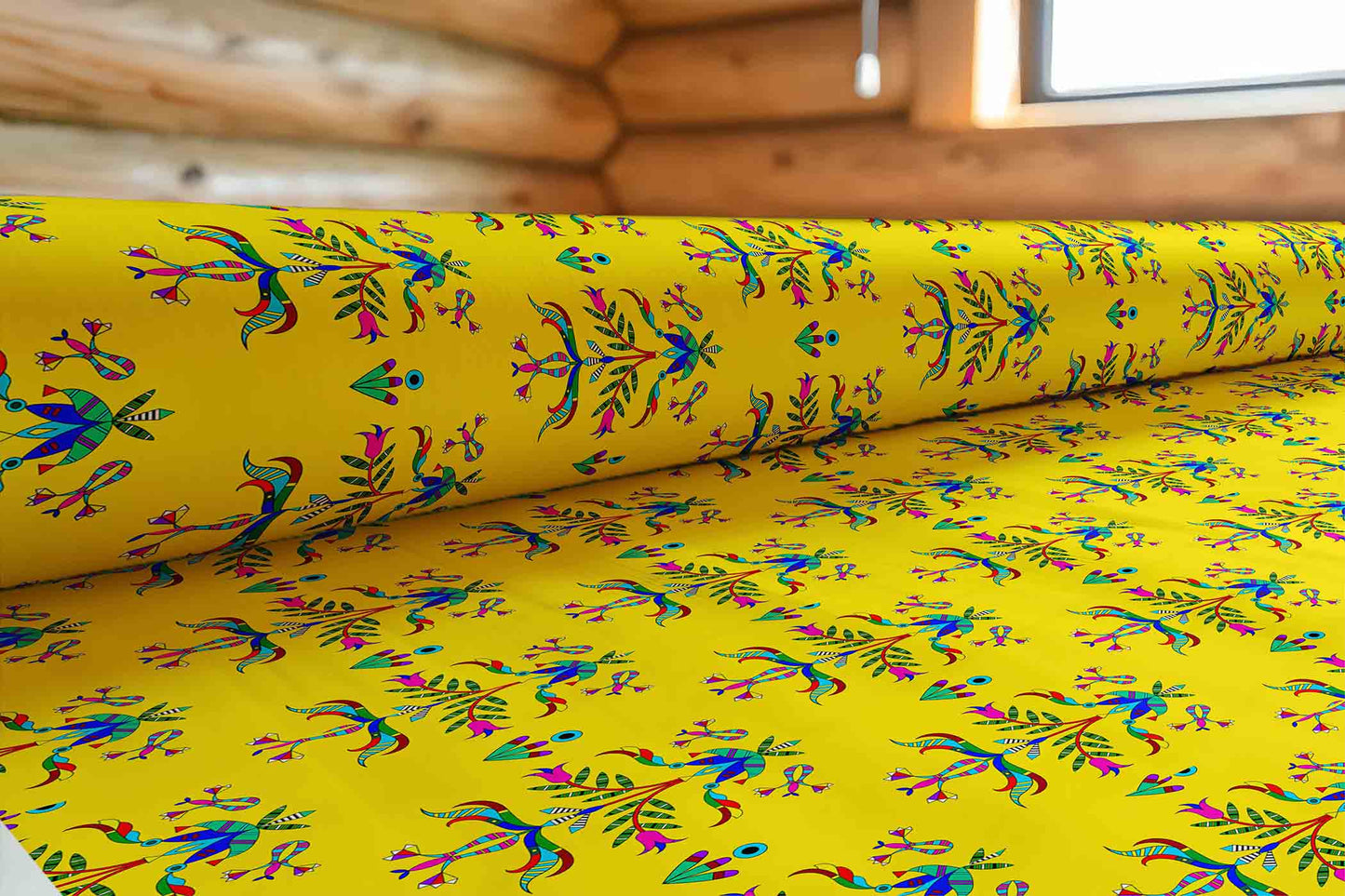 Dakota Damask Yellow Fabric