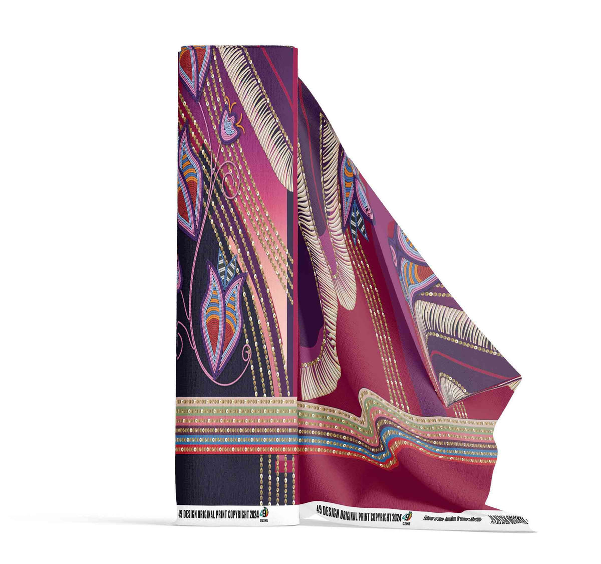 EOD- Dentalium Dreams Maroon Fabric by 49 Dzine