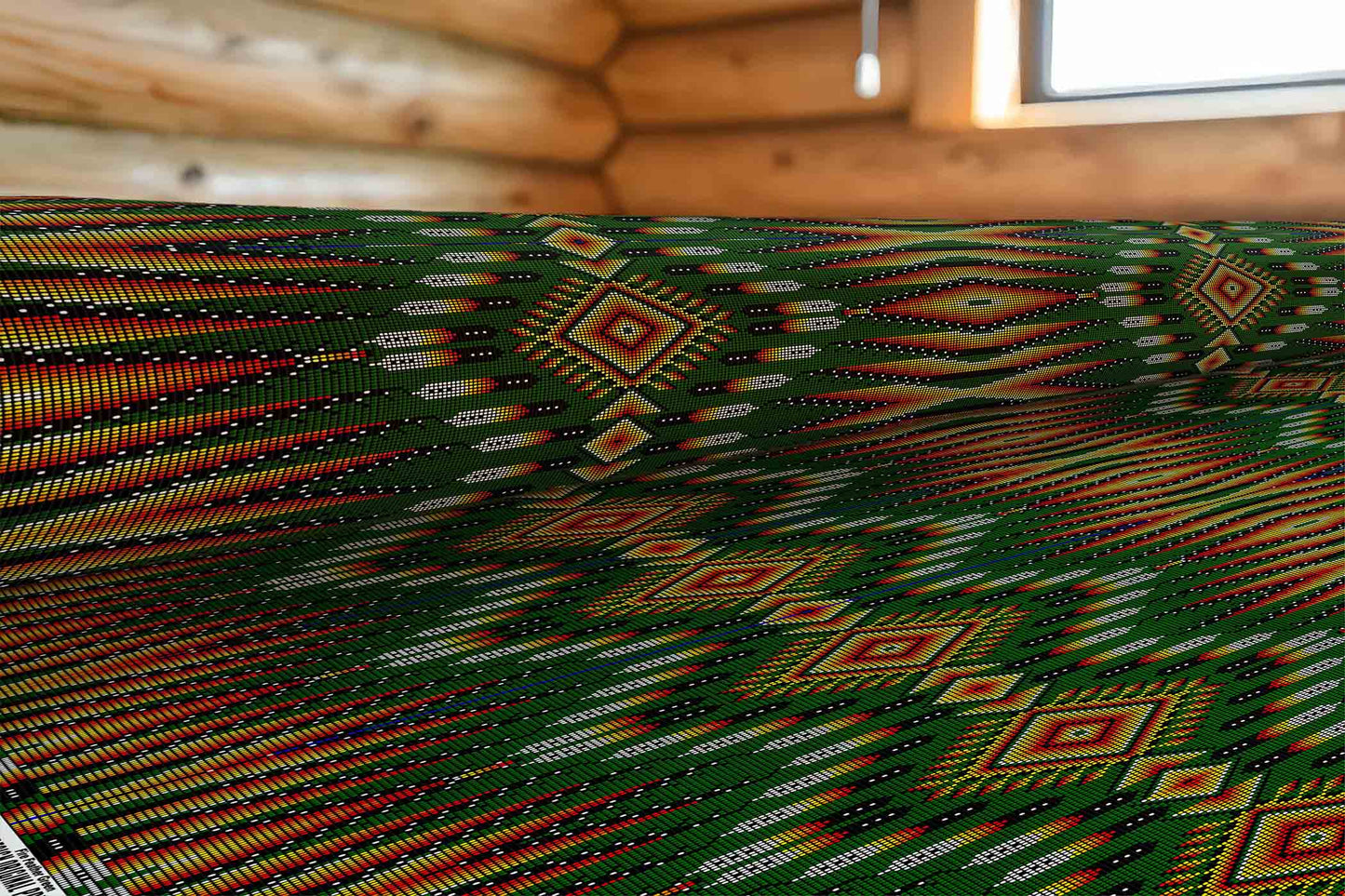 Fire Feather Green Fabric