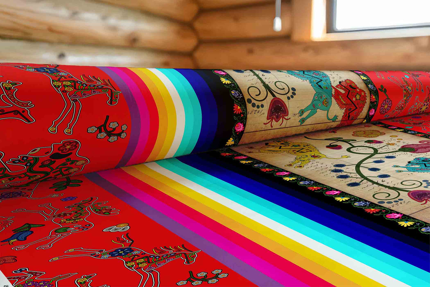 Floral Ledger Bison Red Fabric