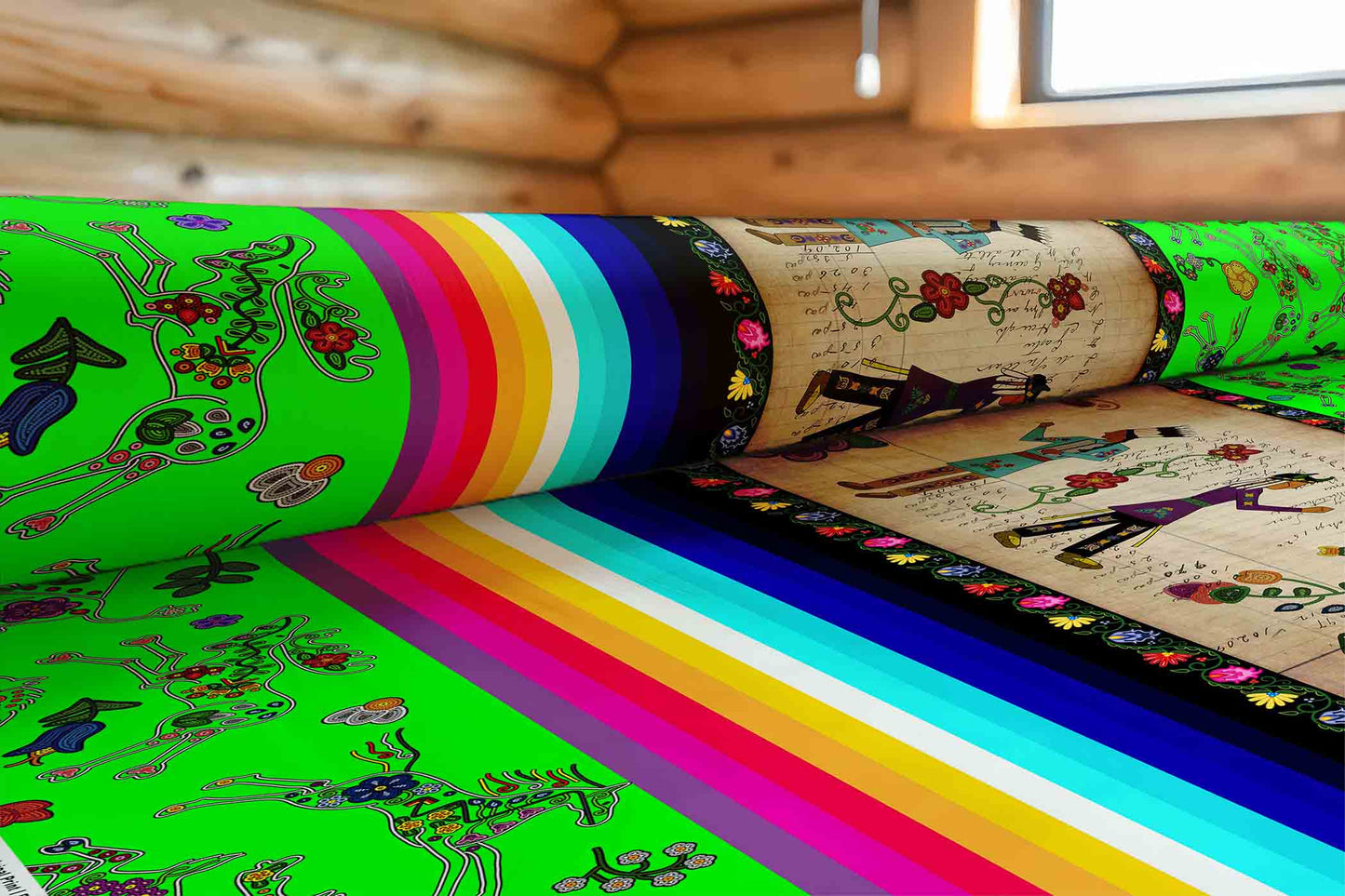 Floral Ledger Encounter Neon Green Fabric