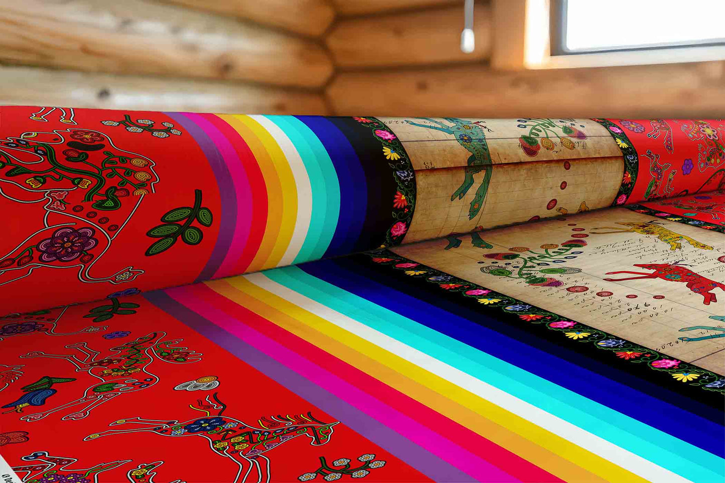 Floral Ledger Wolf Red Fabric