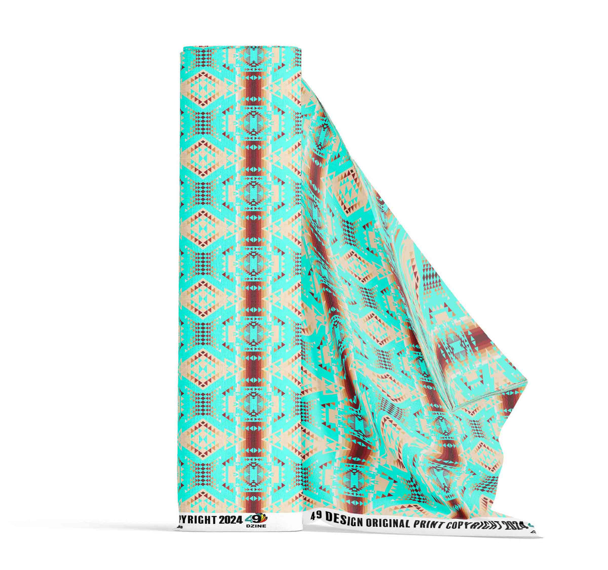 Gathering Earth Turquoise Fabric by 49 Dzine