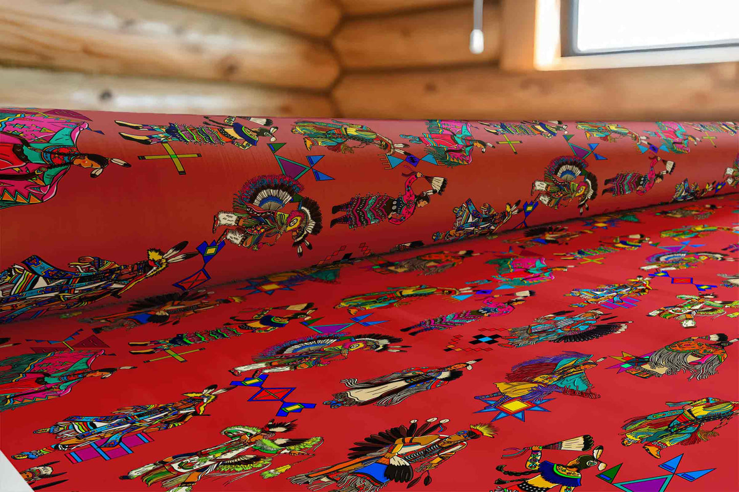 Grand Entry Dancers Terra Cotta Large Fabric