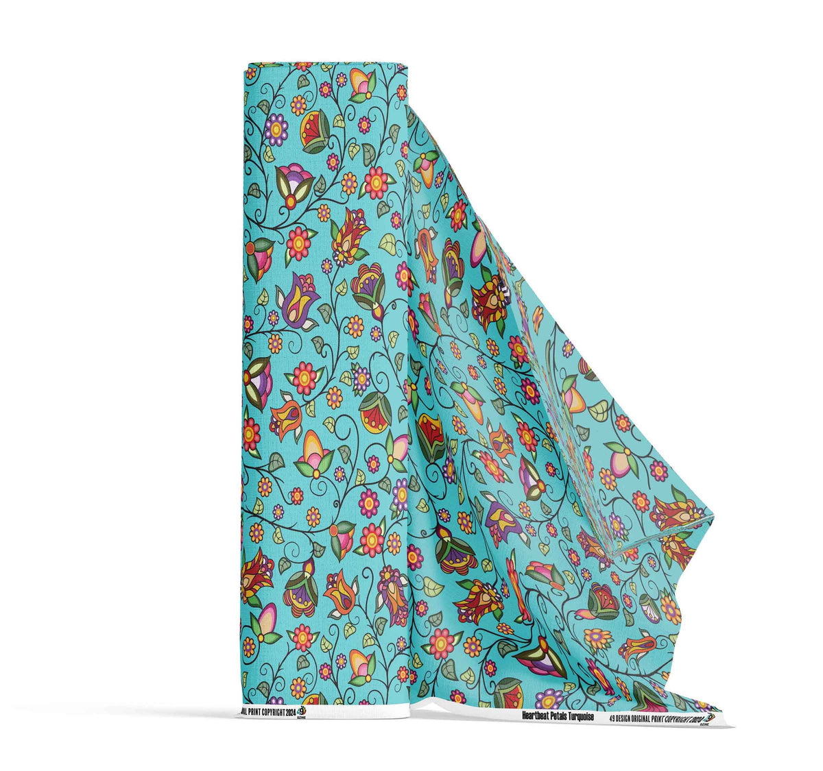 Heartbeat Petals Turquoise Fabric by 49 Dzine