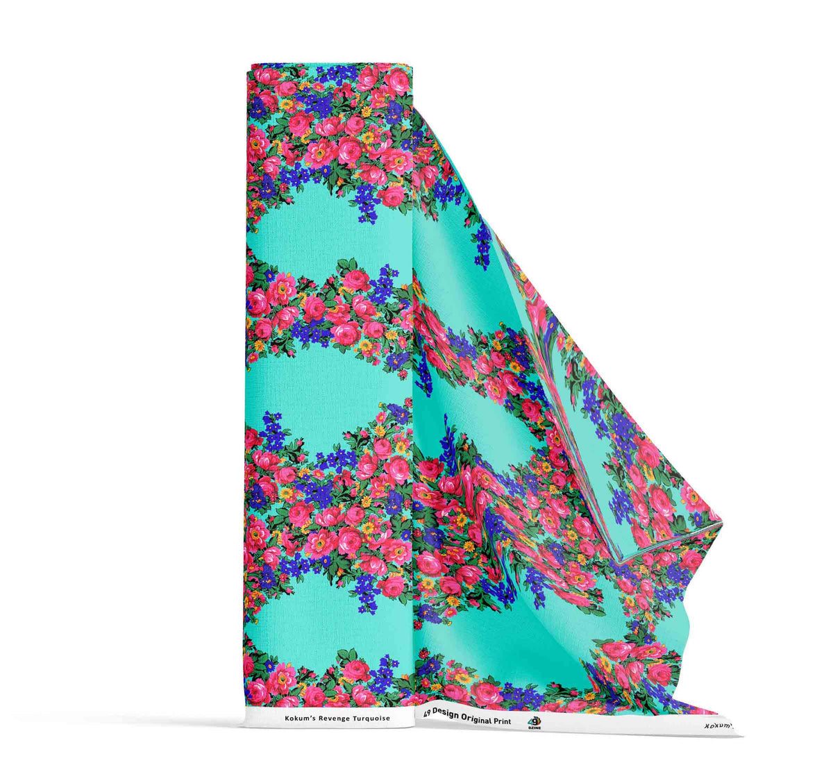 Kokum's Revenge Turquoise Fabric by 49 Dzine