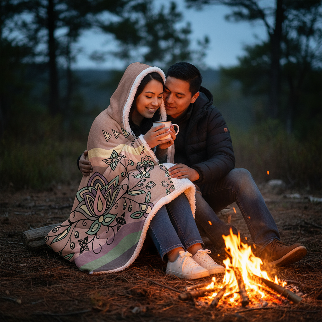 Snow Petal Spirit Hooded Blanket