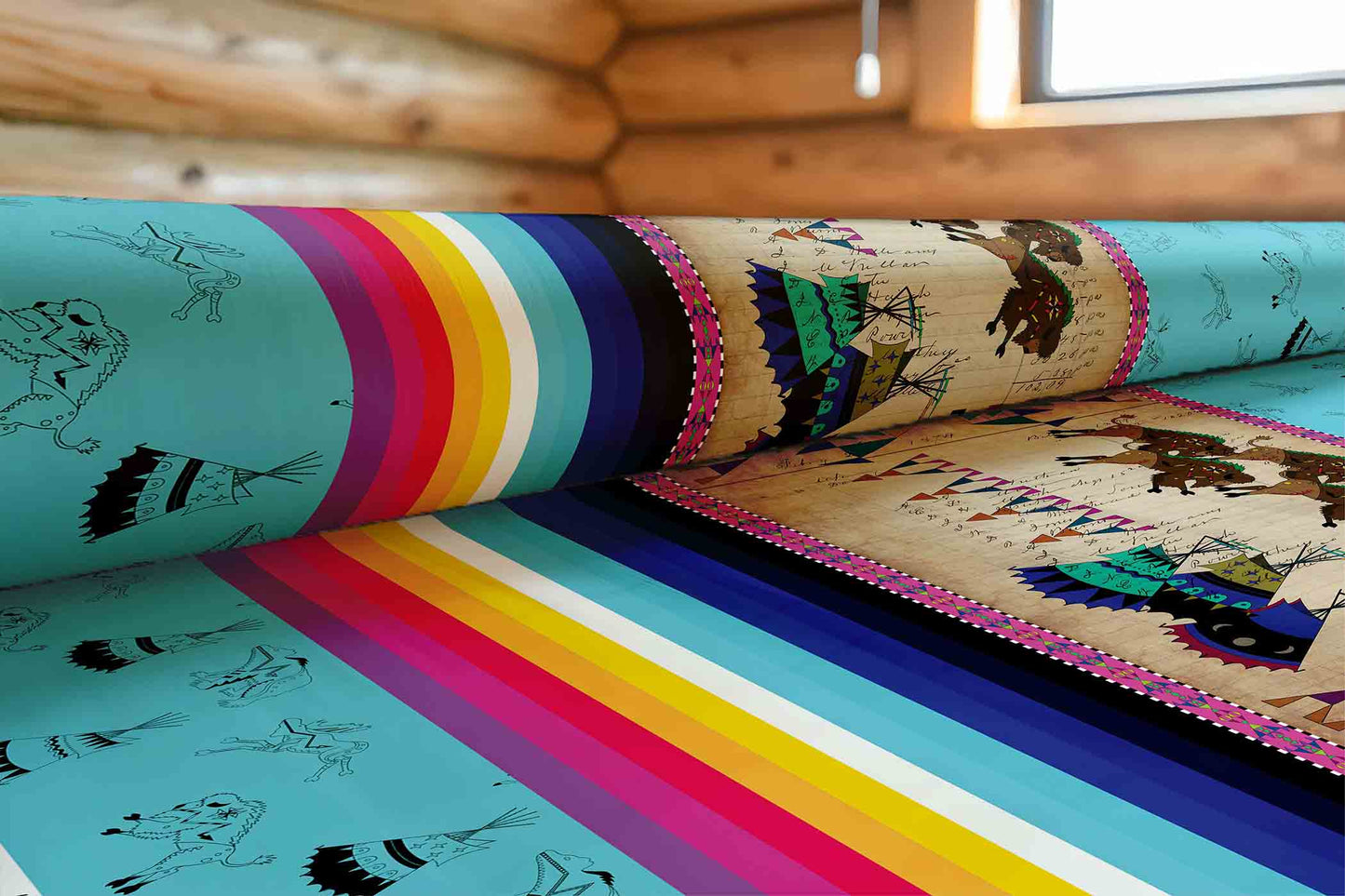 Ledger Buffalos Running Sky Fabric