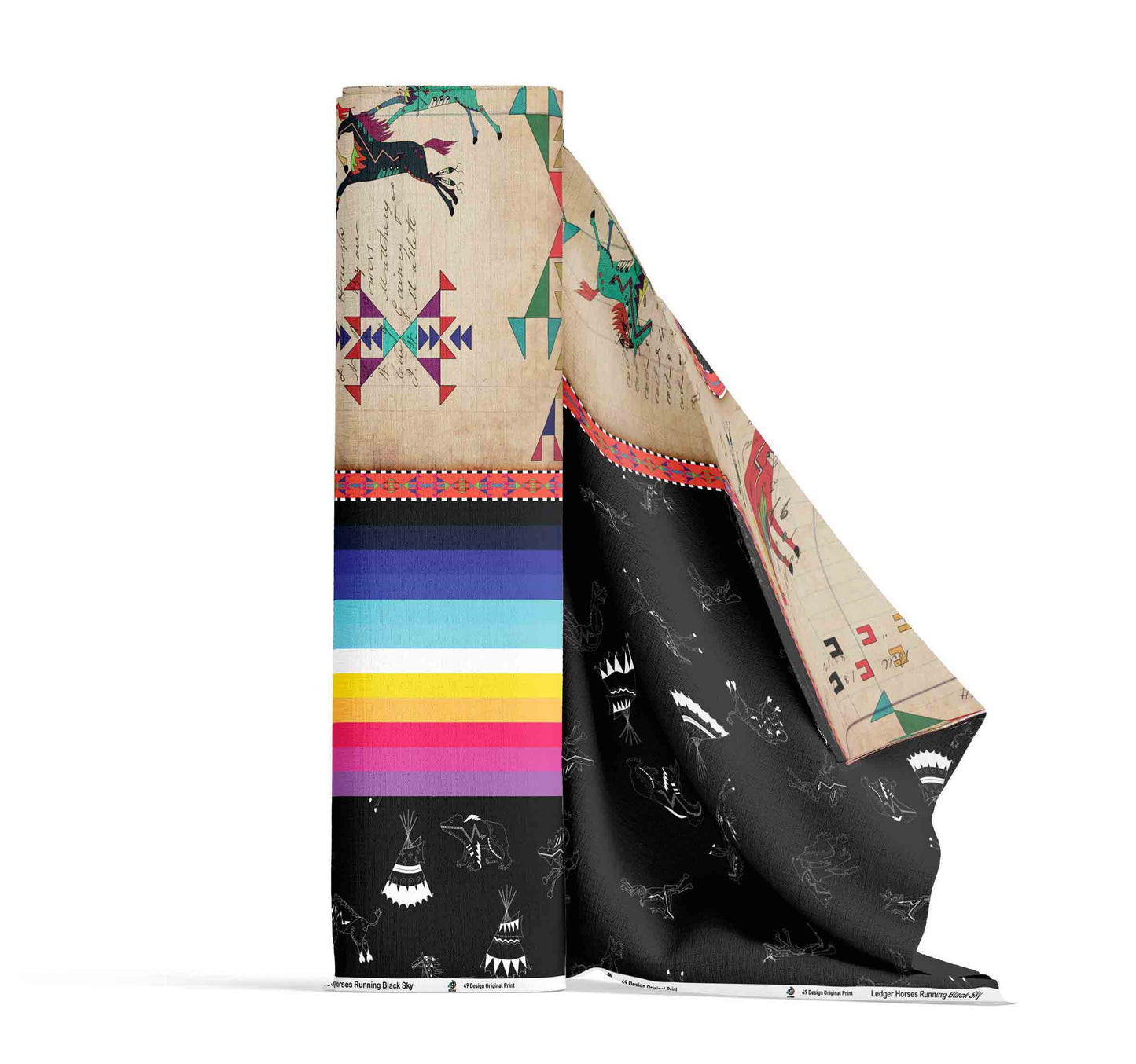 Ledger Horses Running Fabric
