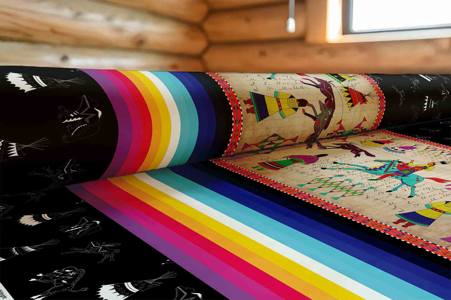 Ledger Village Midnight Fabric