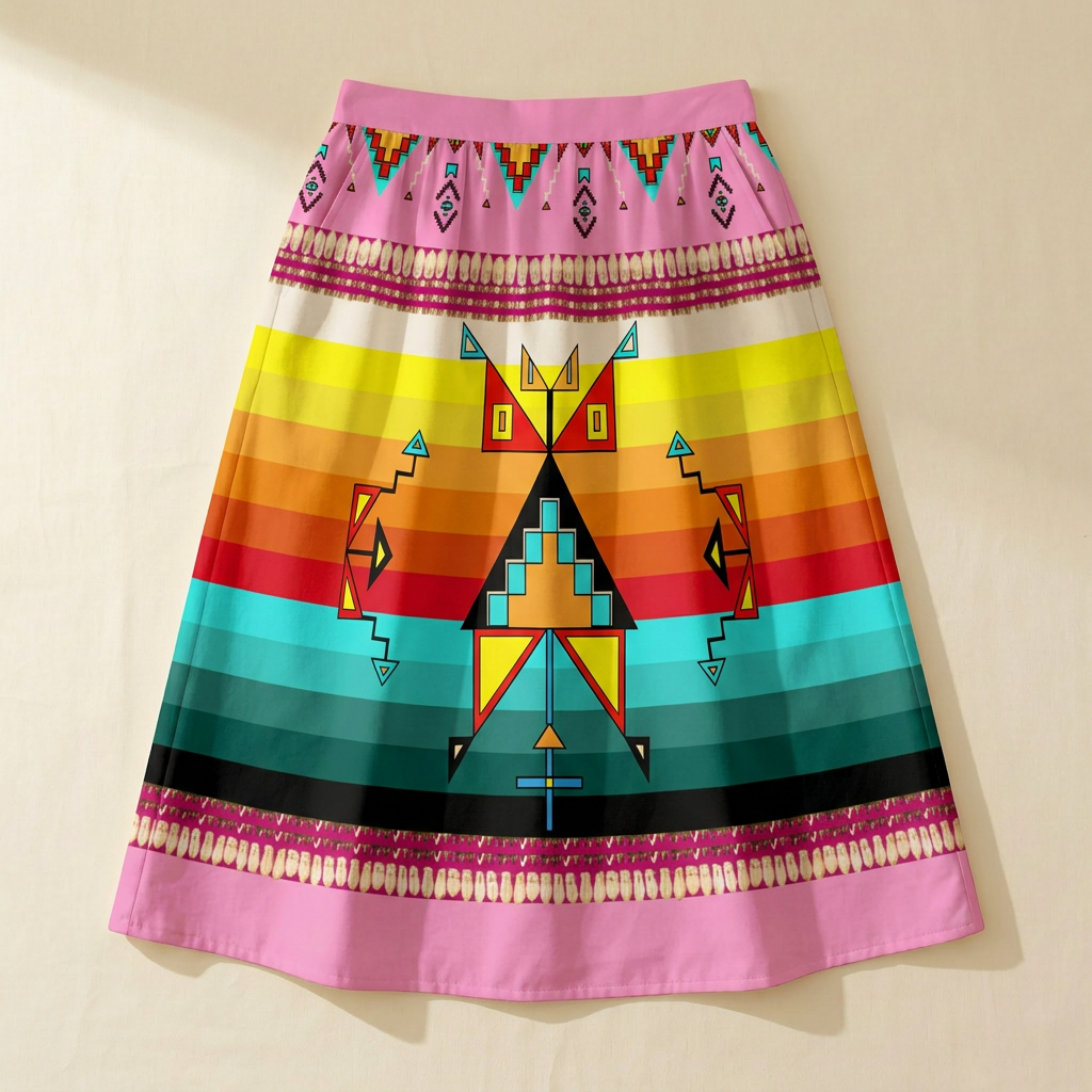 Sentinel of the Plains Pink 3 Midi Skirt