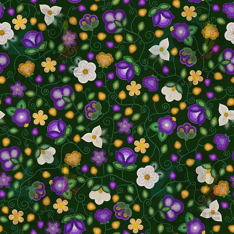 Midnight Moss Bloom Forest Fabric