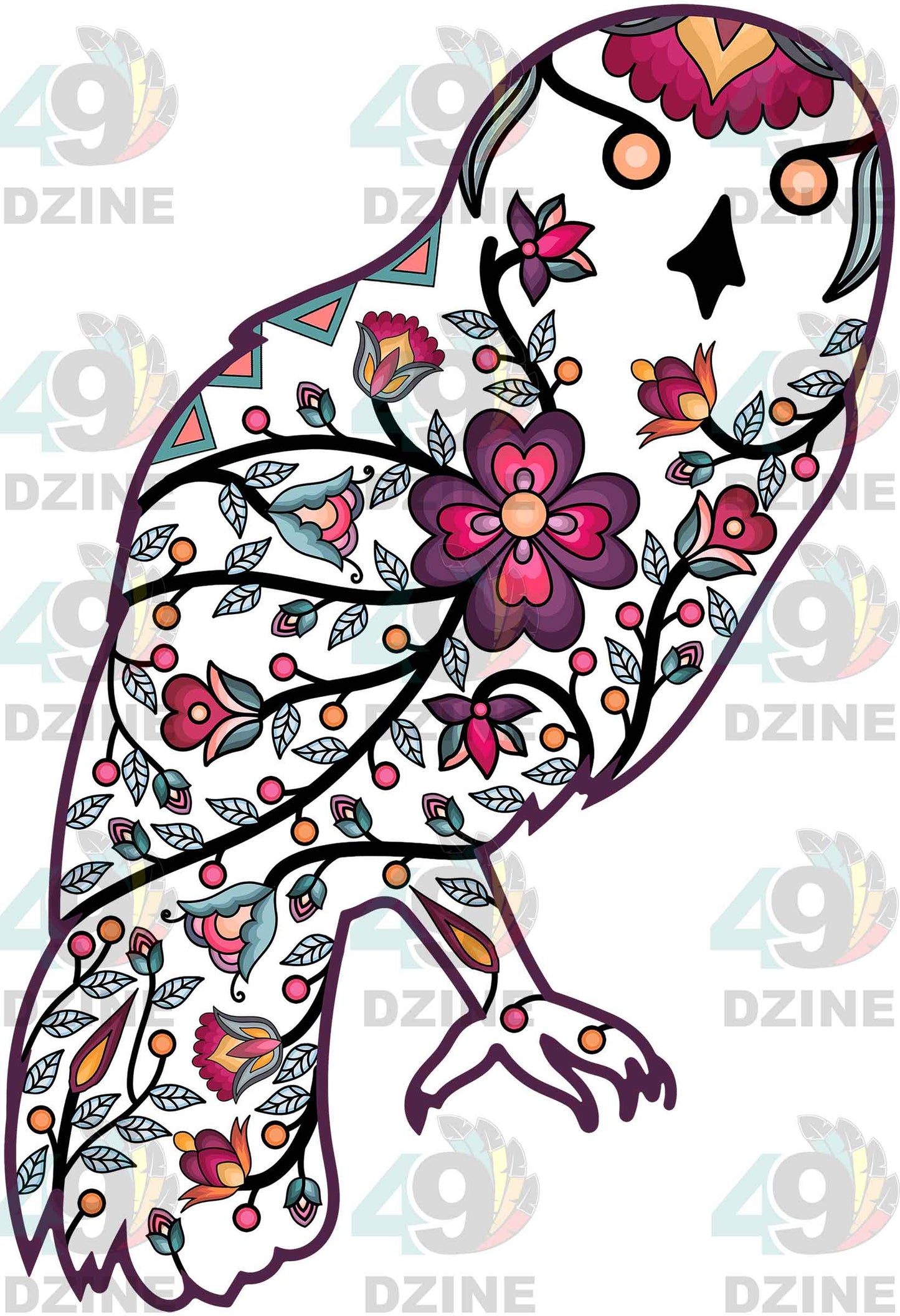 Floral Owl Motif