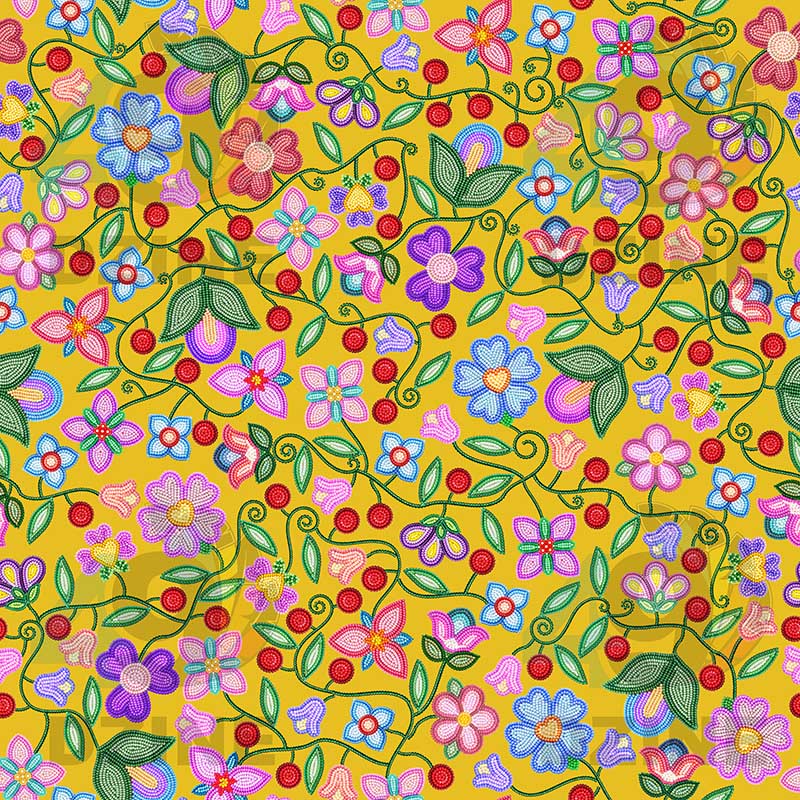Petal Harmony Ochre Fabric