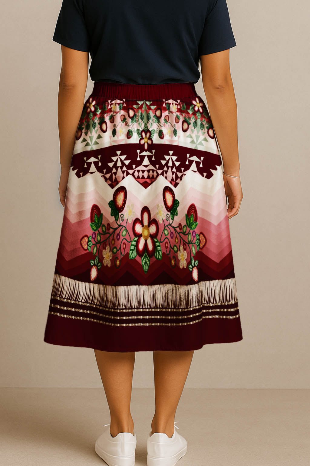 Sacred Strawberry Maroon 2 Midi Skirt