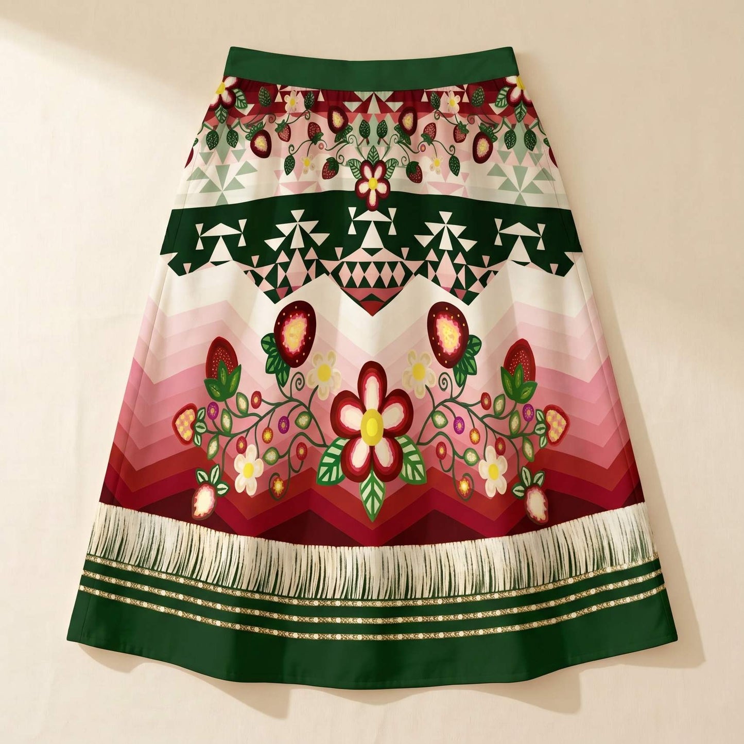Sacred Strawberry Hunter 1 Midi Skirt