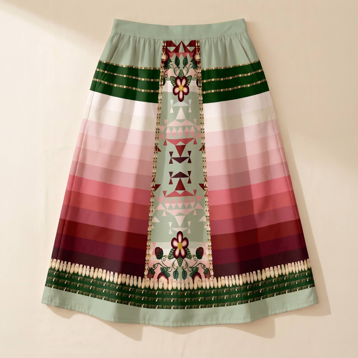 Sacred Strawberry Sage 2 Midi Skirt