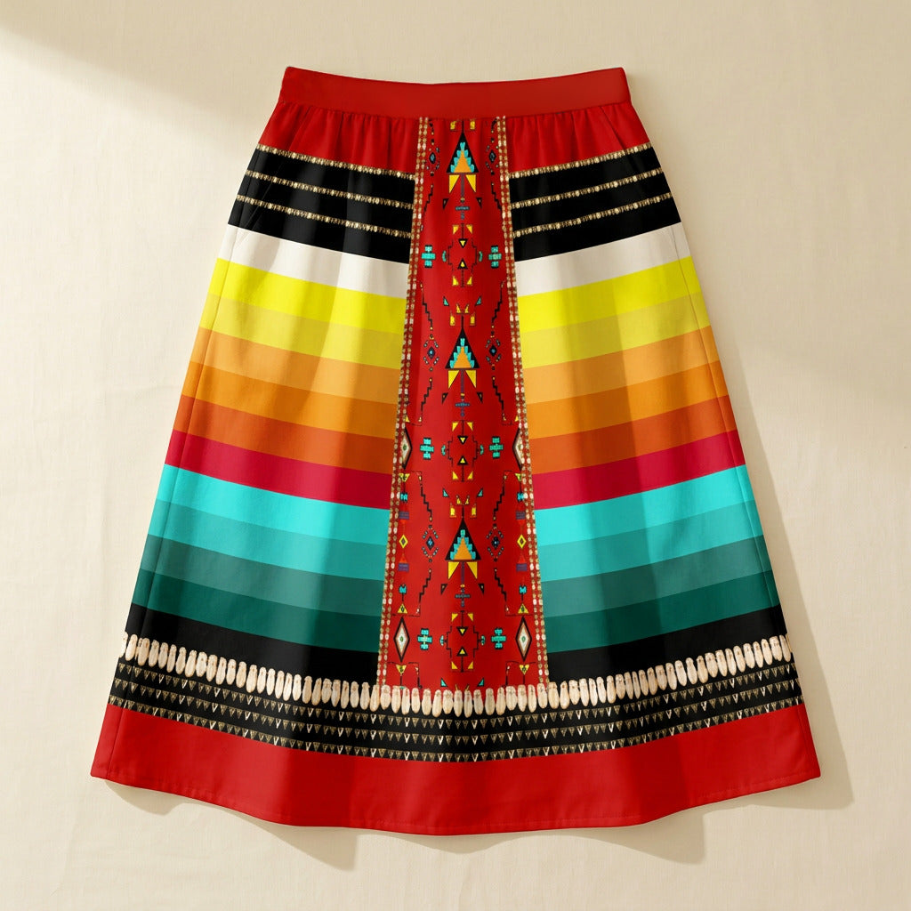 Sentinel of the Plains Red 2 Midi Skirt