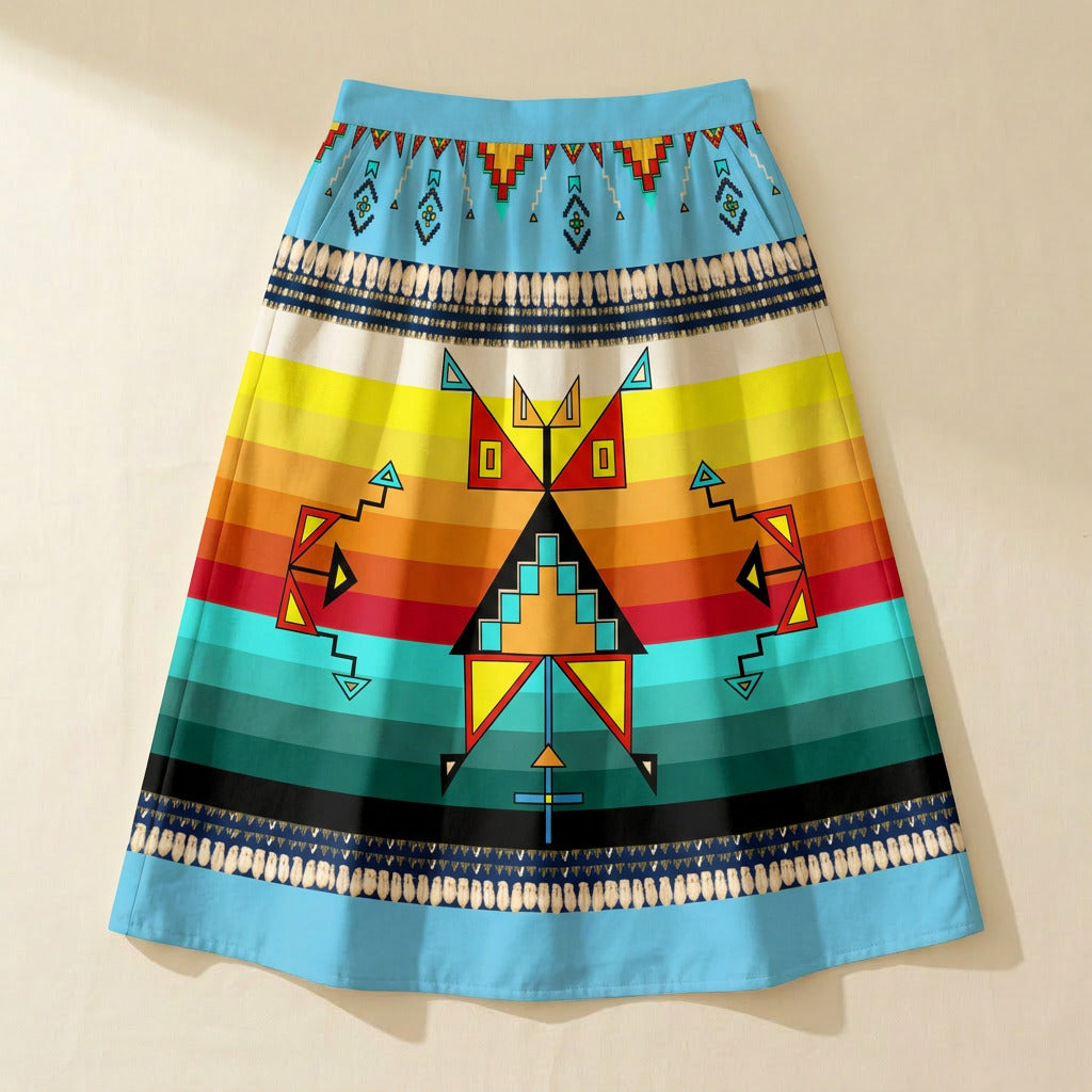 Sentinel of the Plains Turquoise 3 Midi Skirt