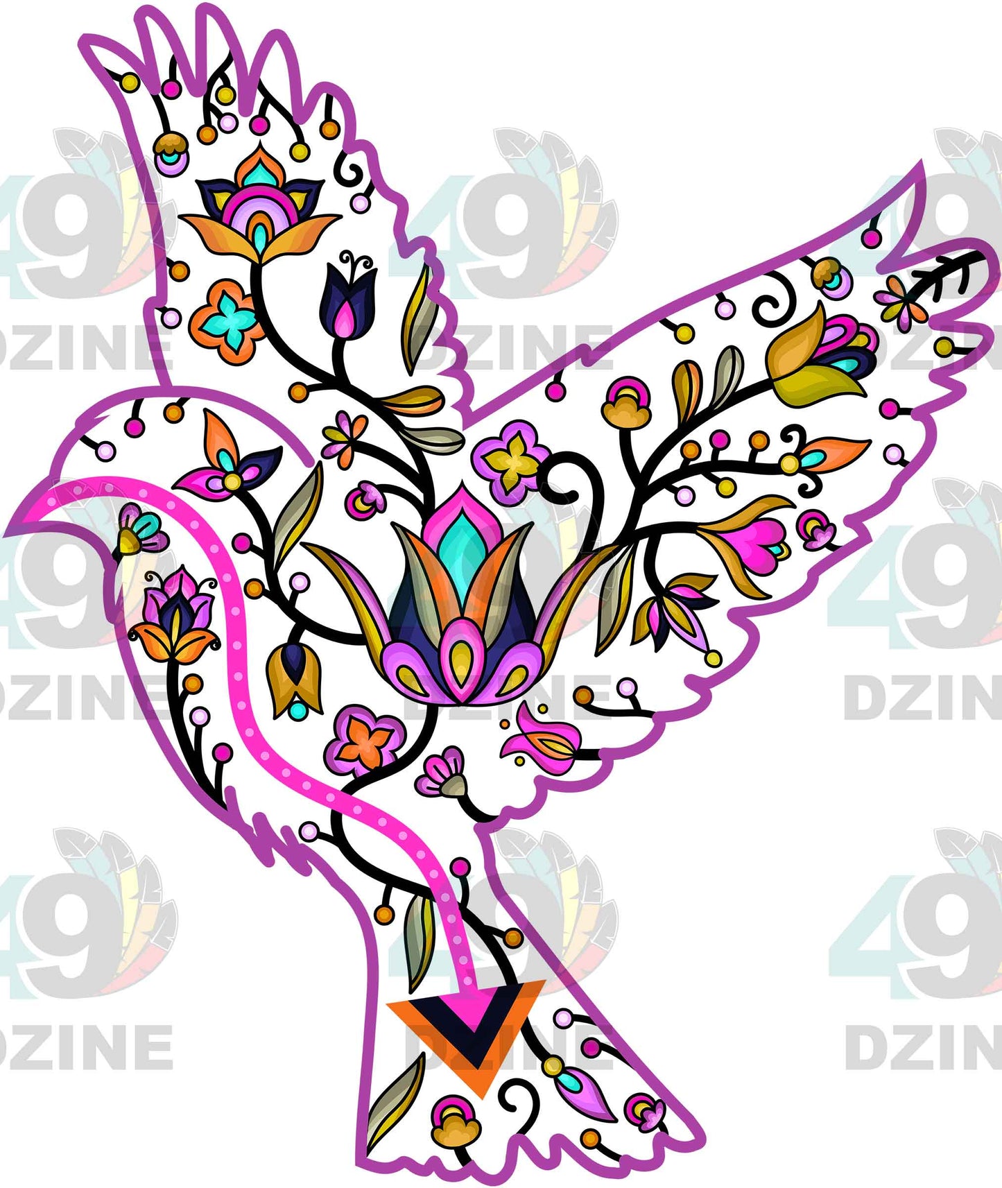 Floral Sparrow Motif