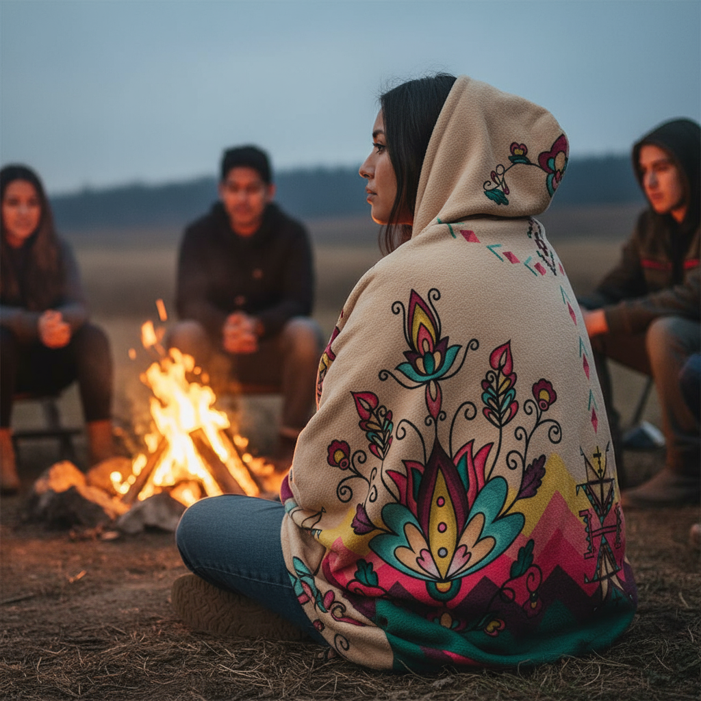 Golden Harvest Bloom Hooded Blanket