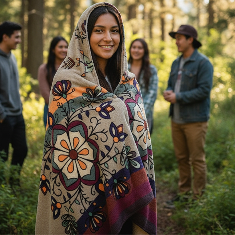 Aurora Petal Glow Hooded Blanket