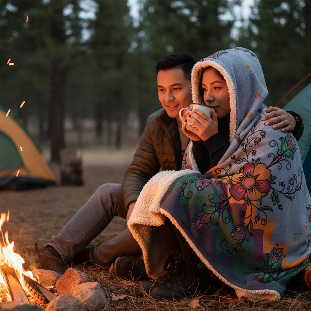 Rust & Ember Flower Song Hooded Blanket