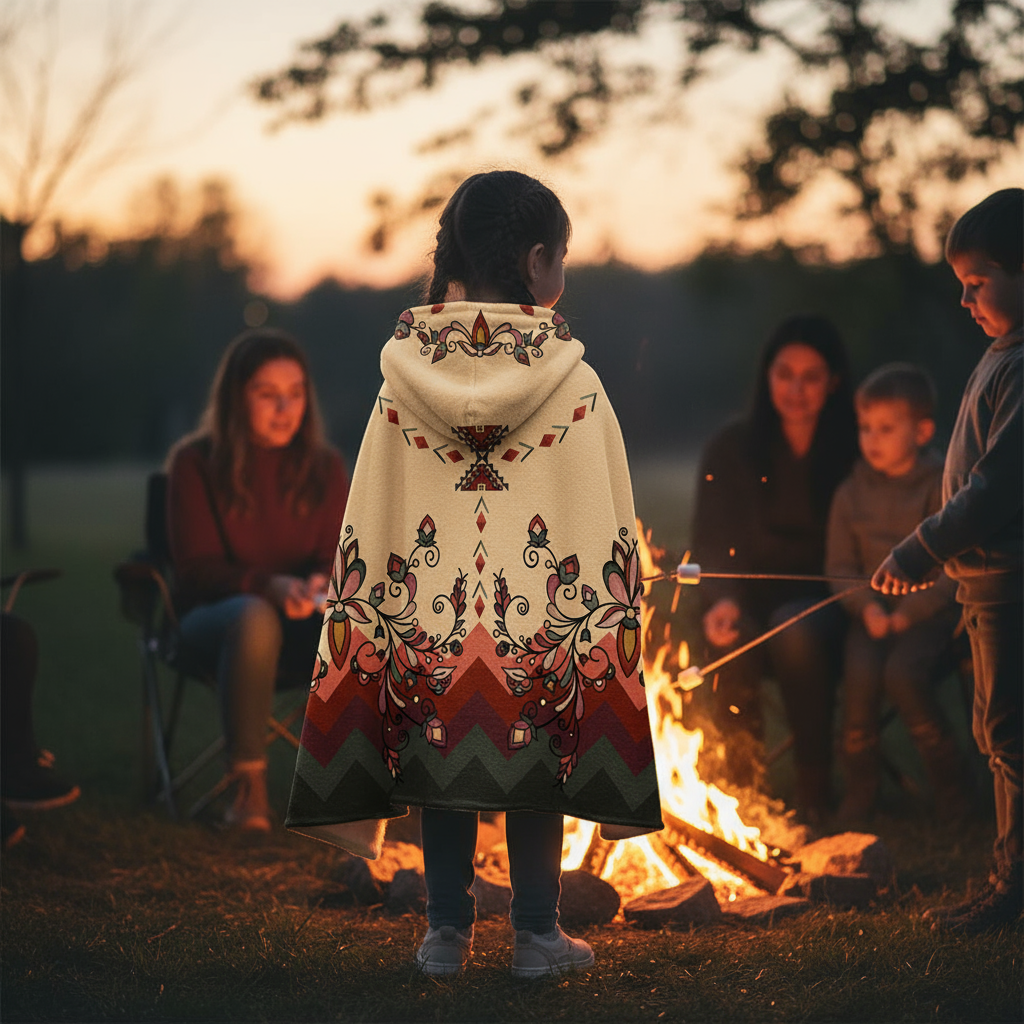 Burnt Sky Petals Hooded Blanket
