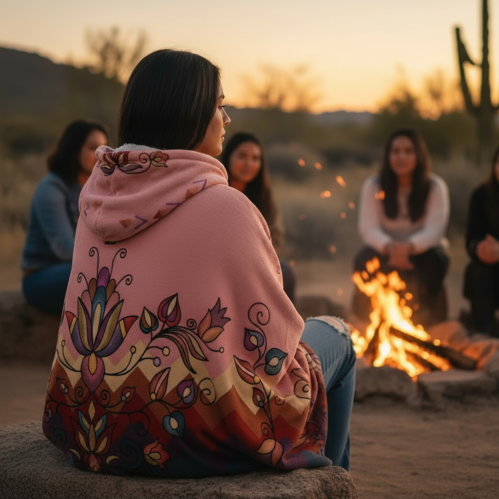 Ember Blossom Hooded Blanket