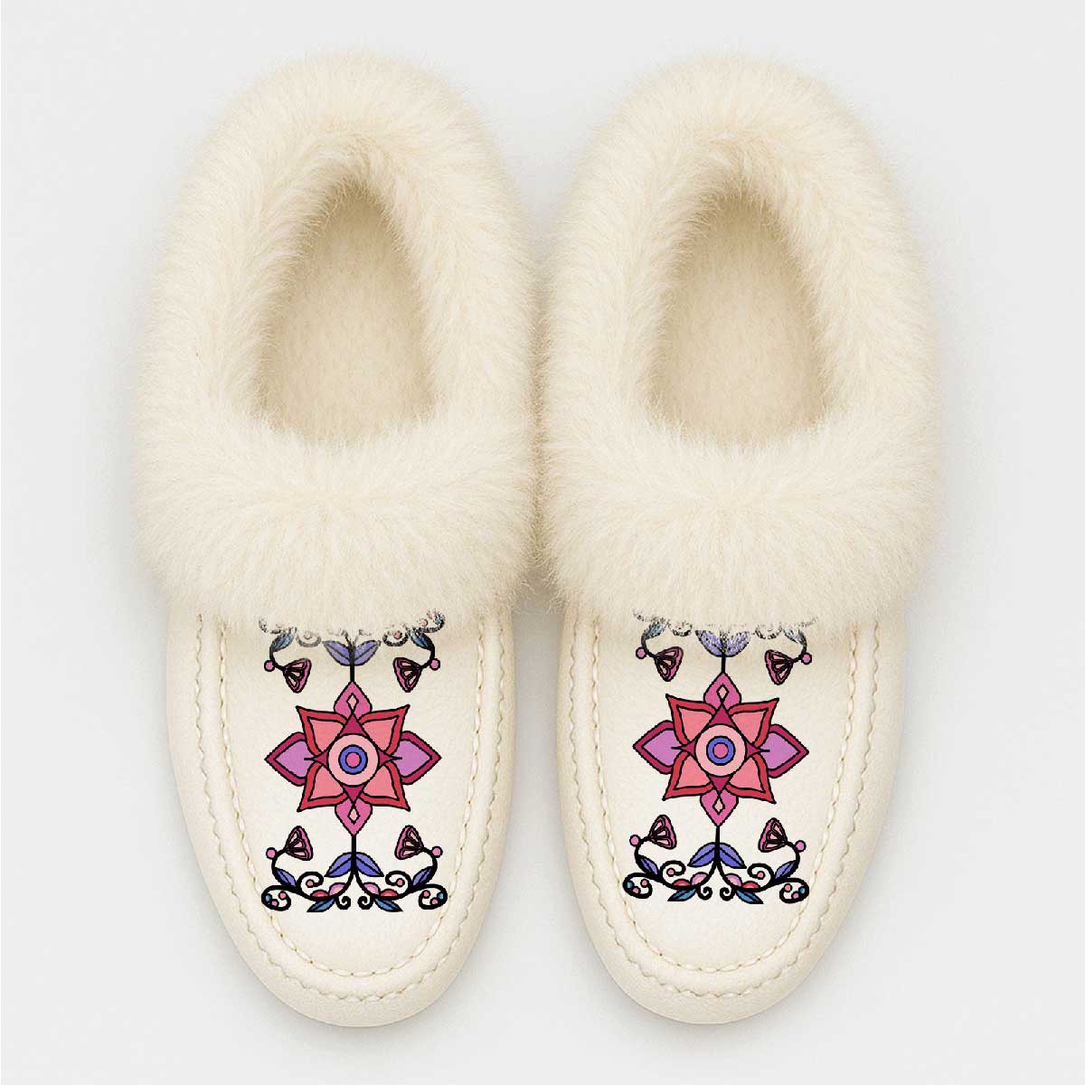 Frost Flower Circle Fur Moccasin