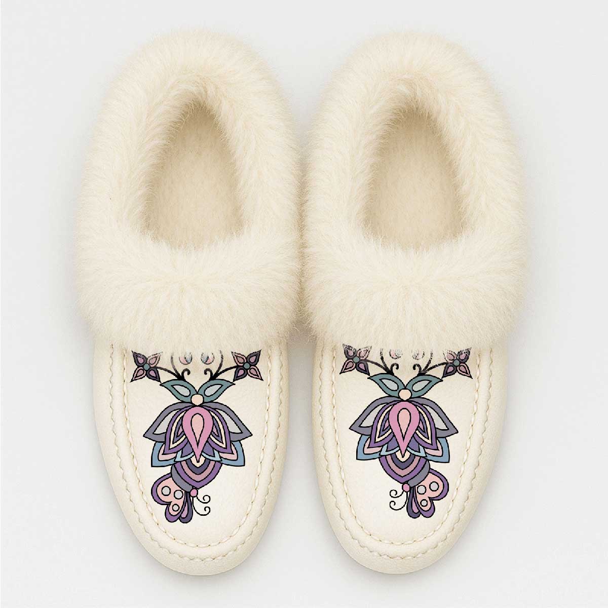 Snow Petal Spirit Fur Moccasin