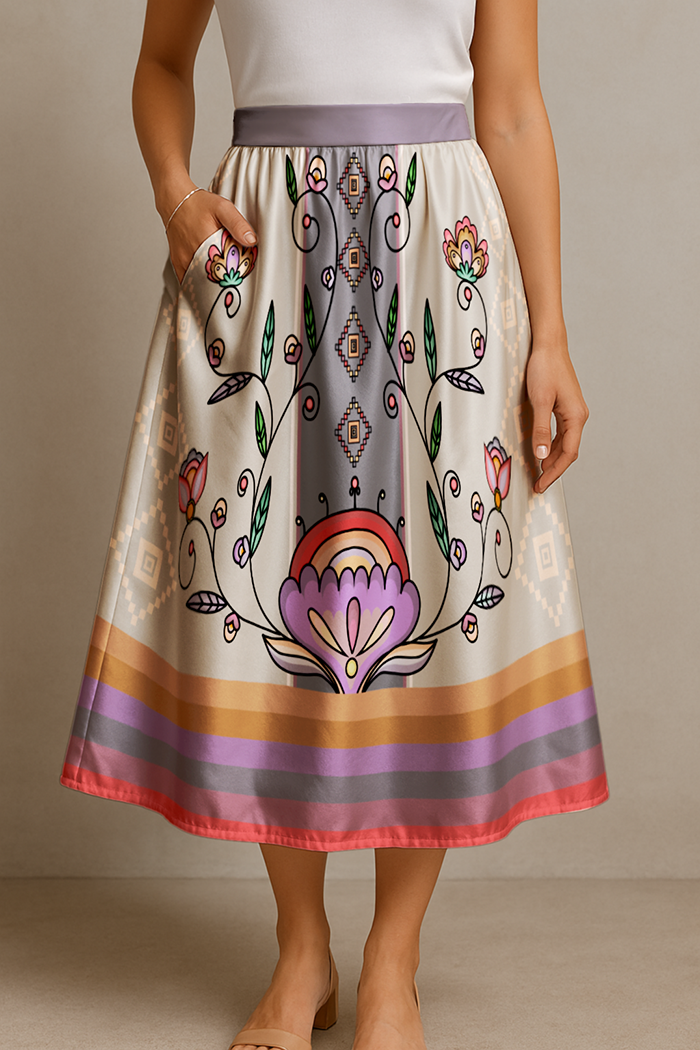 Threaded Whispers Midi Skirt